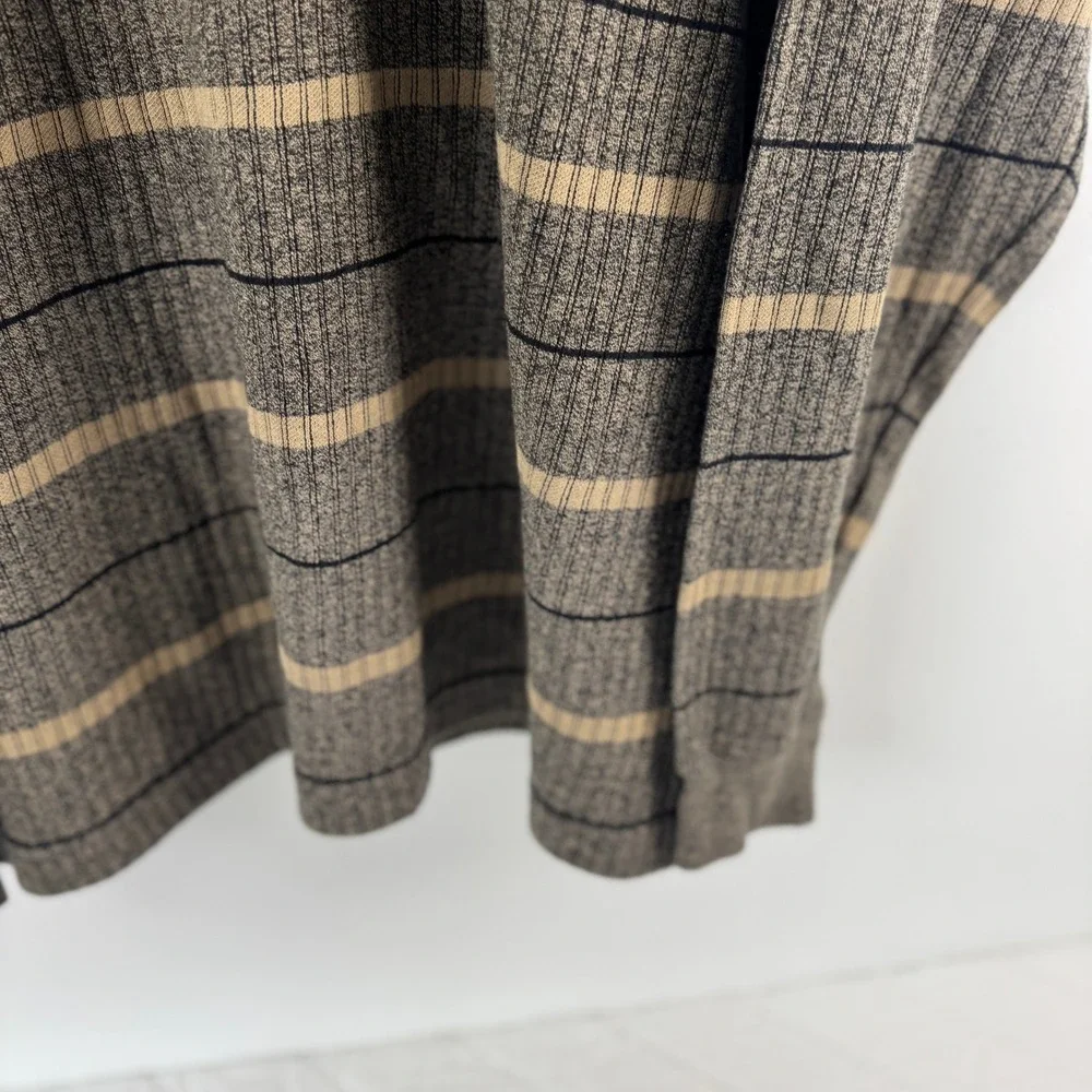 Pierre Cardin Mens‎ XL Brown Striped V-Neck 100% Cotton Ribbed Knit Sweater